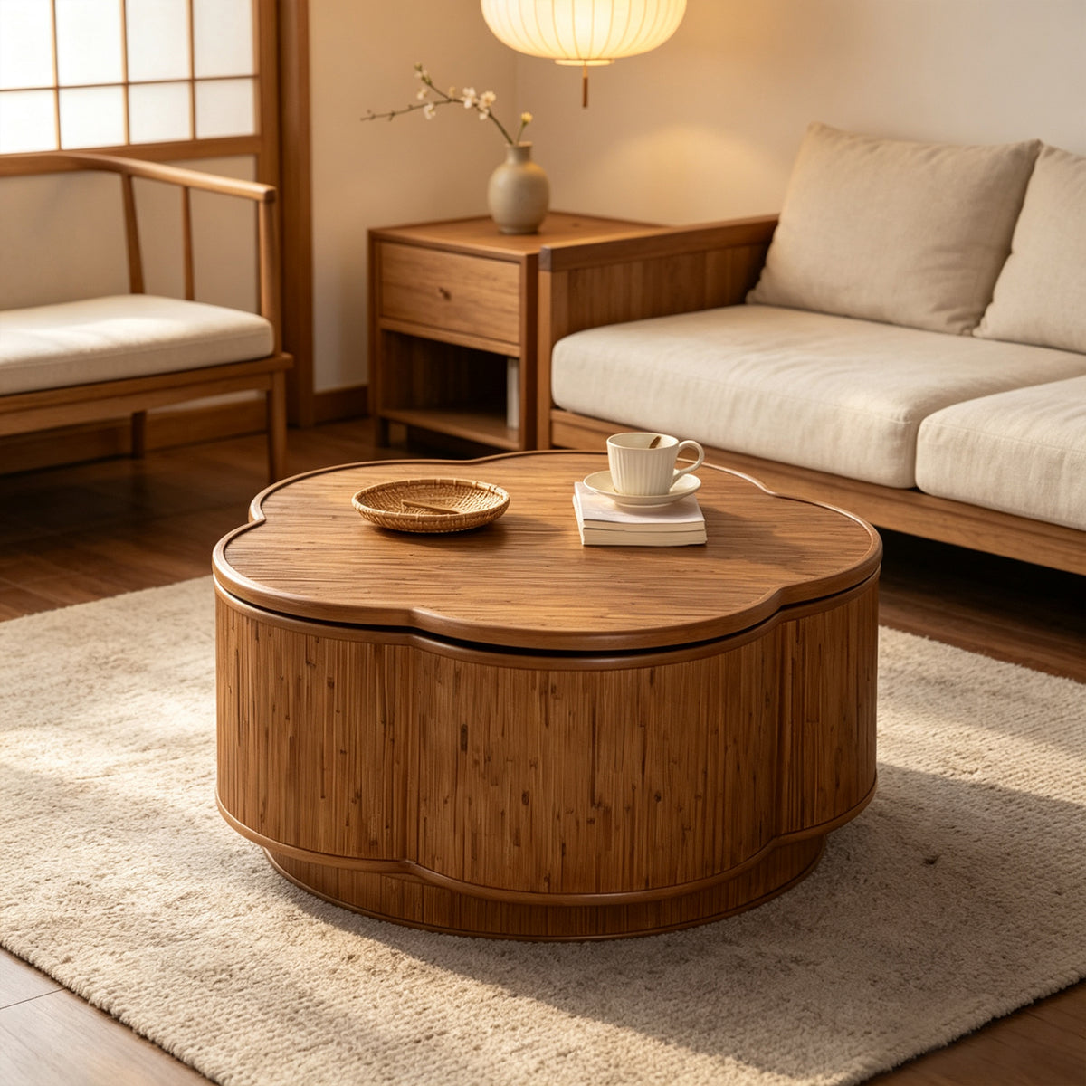 Flora Sculpted Wood Storage Coffee Table