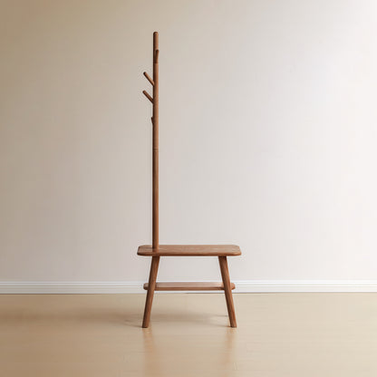 Haven Solid Wood Coat Rack Bench With Shoe Shelf