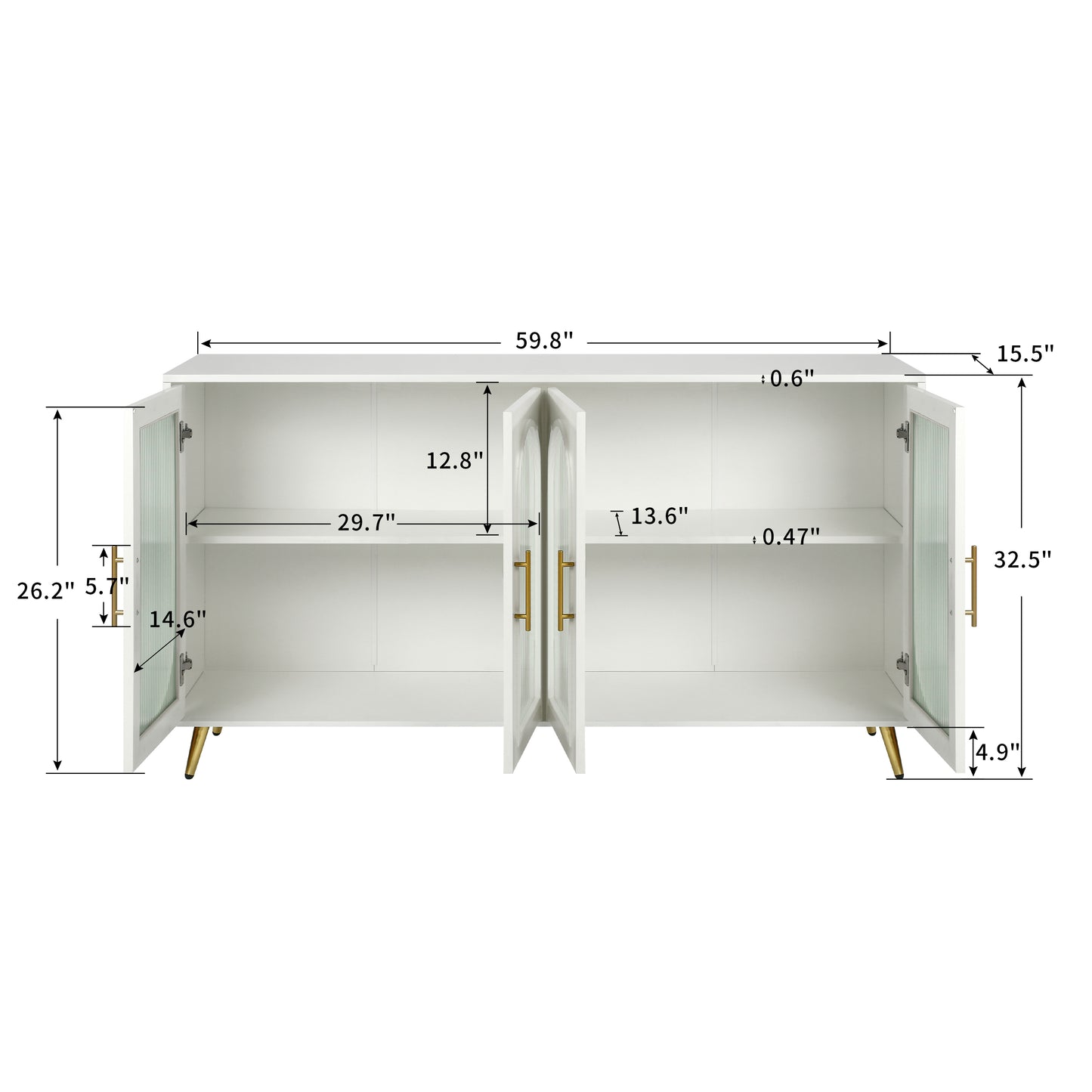 65" Brevy TV Console, White