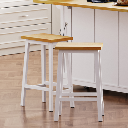 Harbor Solid Wood White Counter Stools, Set of 2