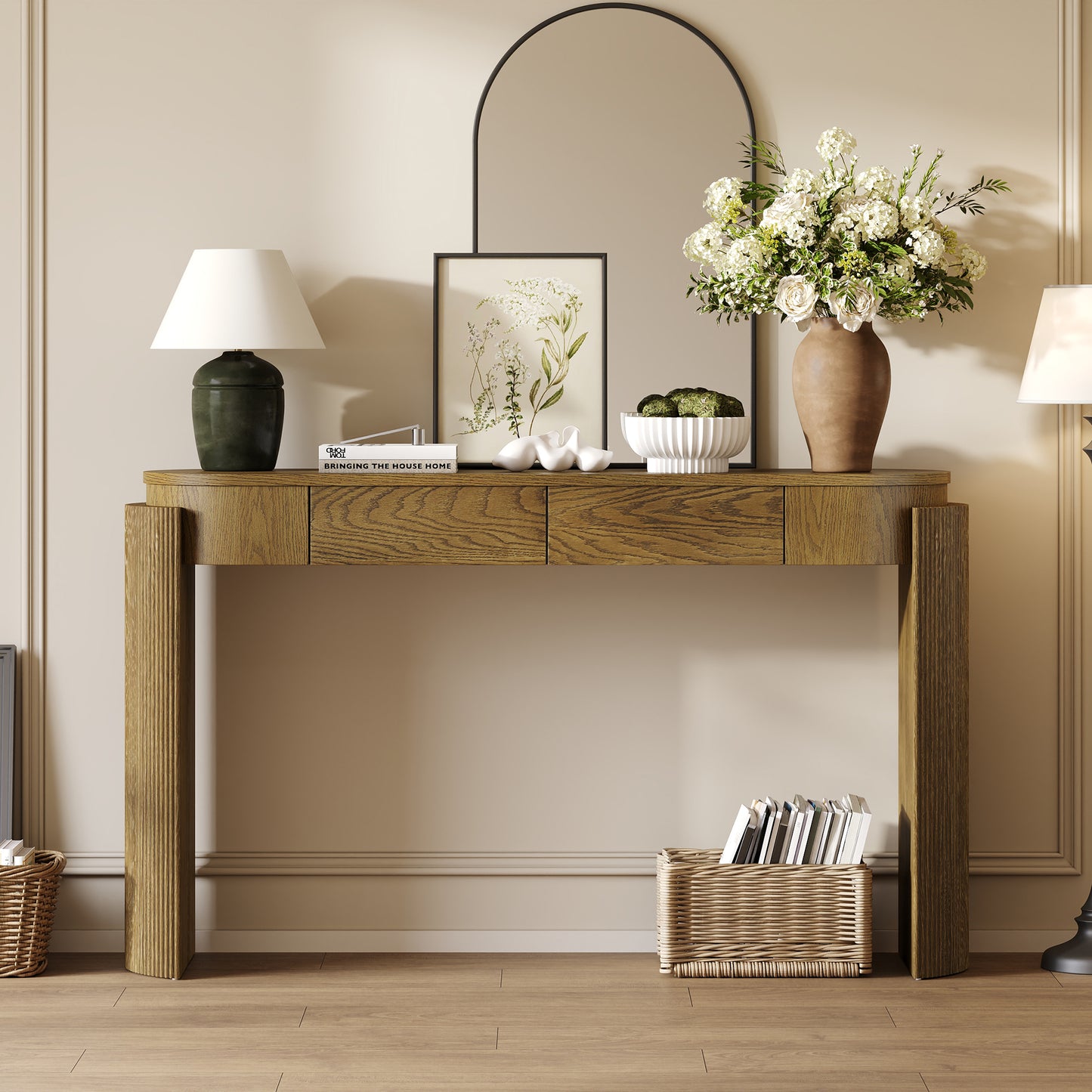 Marin Fluted Console Table – Pine Wood
