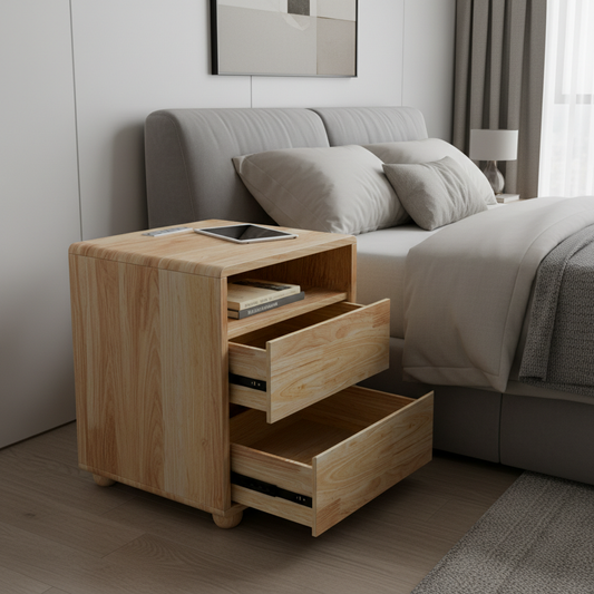 Arden Solid Wood Nightstand with Charging Station