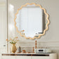 Solid Wood Wavy Round Mirror – 42” Natural Finish