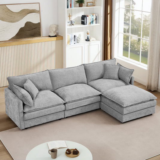 Lowell Modular Chenille Lounge Sectional, Grey