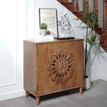 Maris Hand-Carved Rosette Wood Cabinet