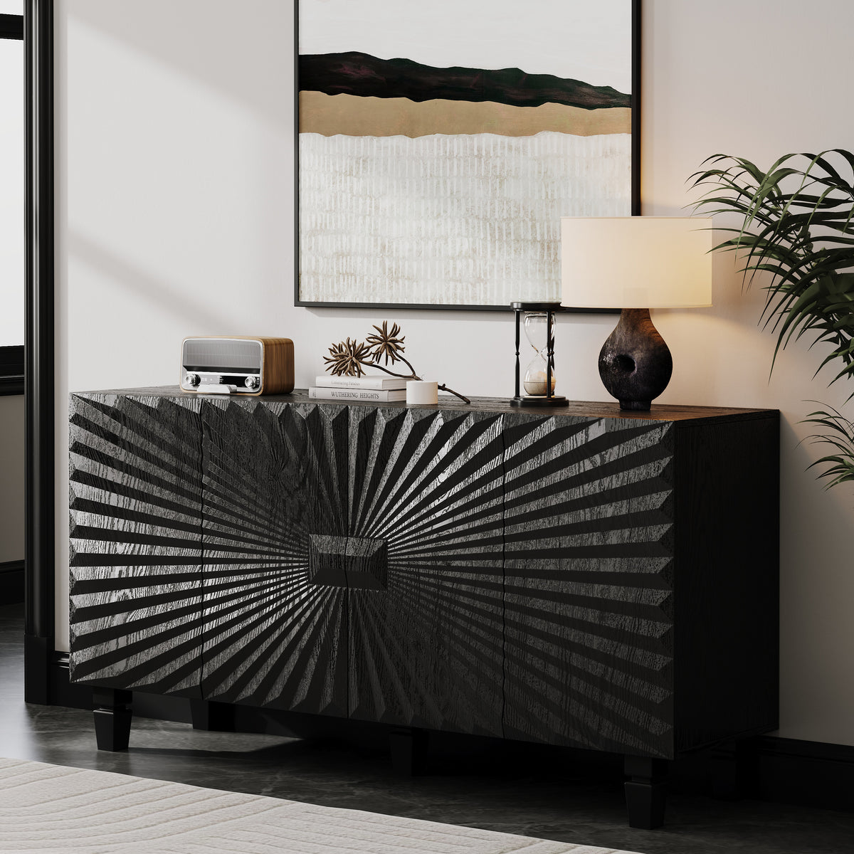 Cassian Sunburst Black Sideboard