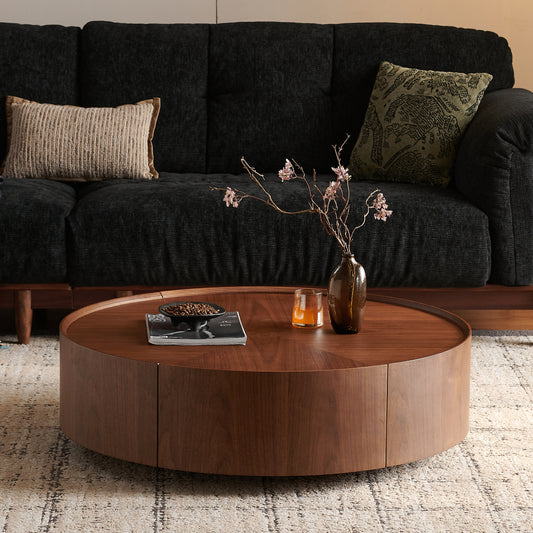 Vetra Walnut Drum Coffee Table