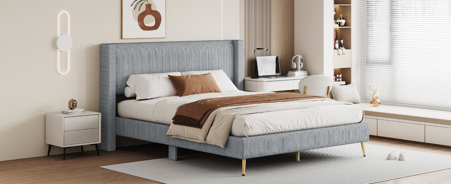 Cory Queen Platform Bed, Gray