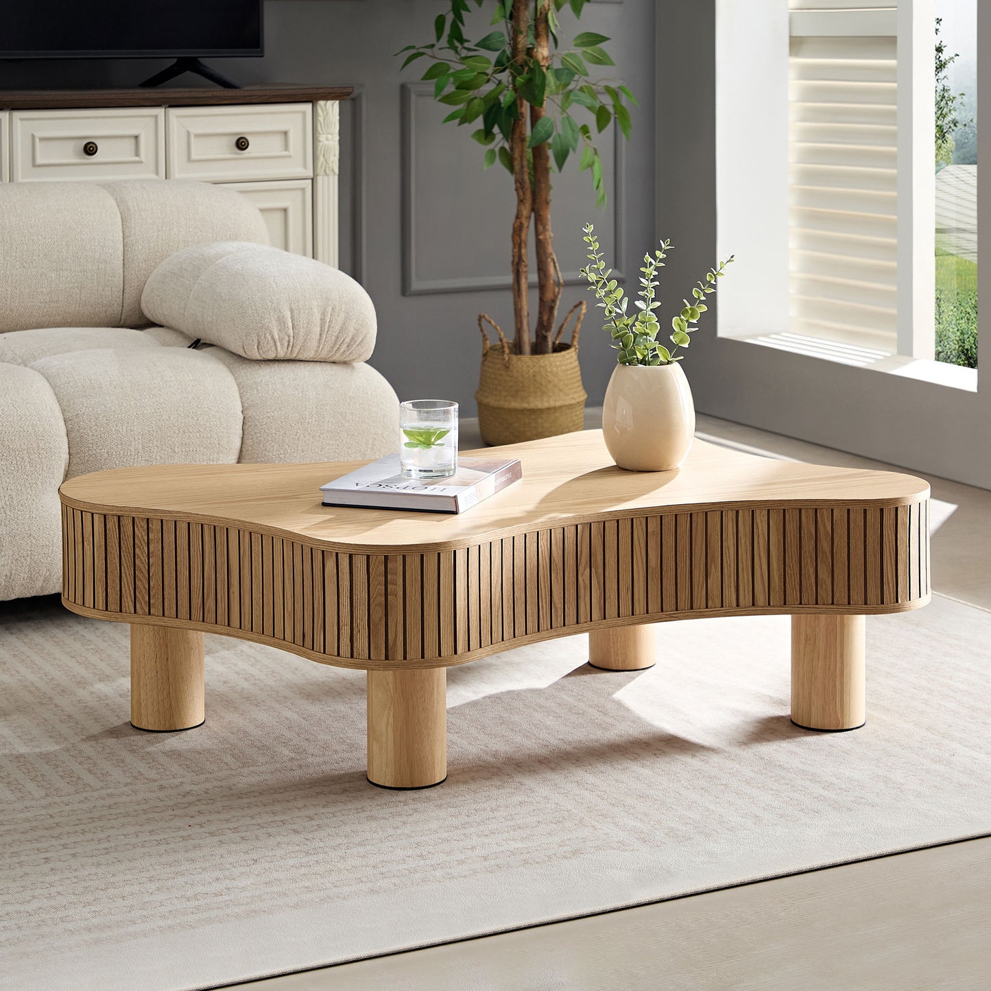 Handcraft Drum Coffee Table, Natural Color