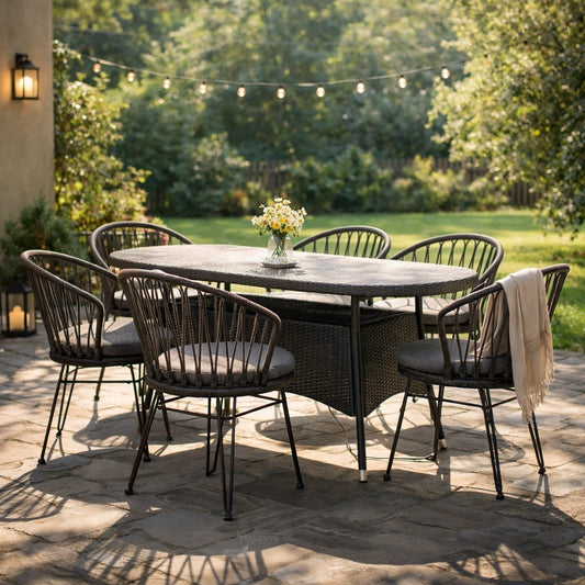 Aldara Woven Outdoor Dining Set for Six