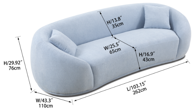 Half Moon Curved Sofa, Sky Blue