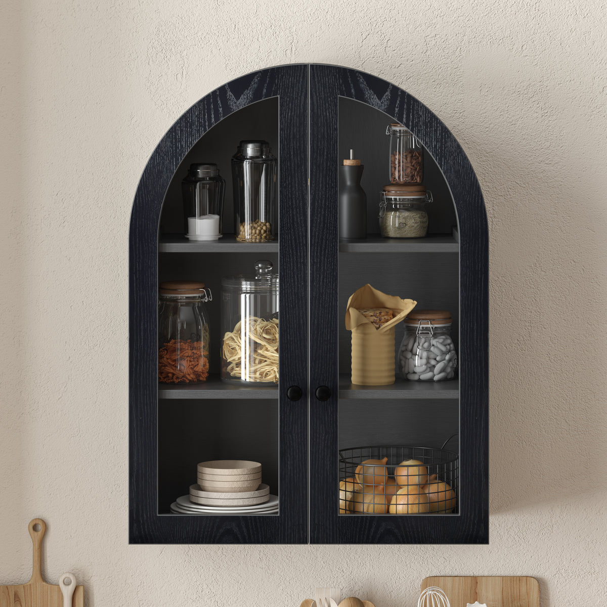 Celine Arched Glass Display Cabinet, Black