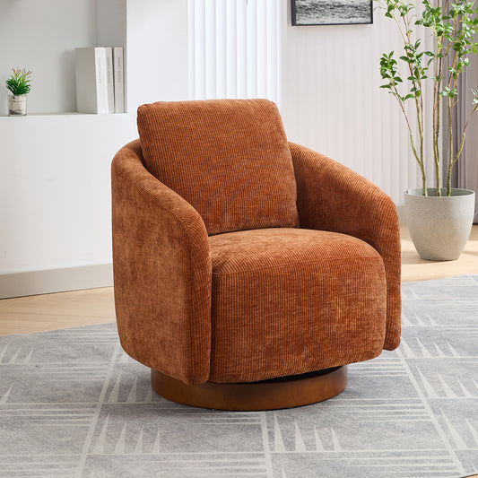 30.3"W Swivel Accent Barrel Chair, Caramel