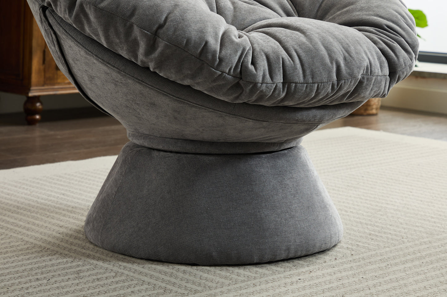 Oversized Papasan Swivel Accent Chair, Grey