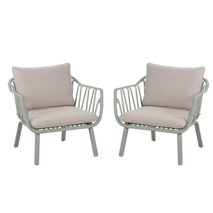 Huron Outdoor Lounge Chair Set of 2, Green