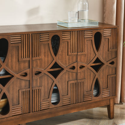 Aven Carved Walnut Sideboard Cabinet