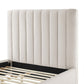 Beark Upholstered Full Size Bed Frame, White