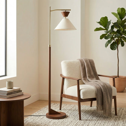 Kairo Wood & Brass Floor Lamp