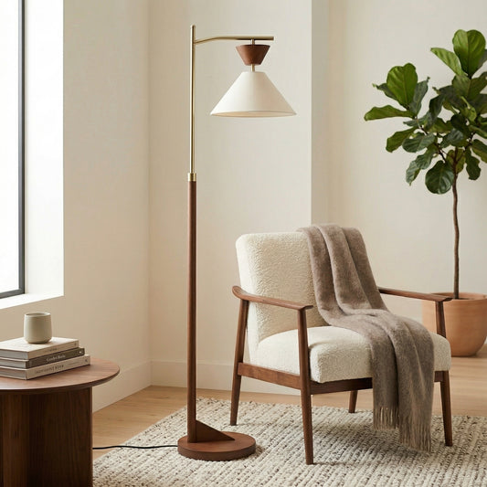 Kairo Wood & Brass Floor Lamp