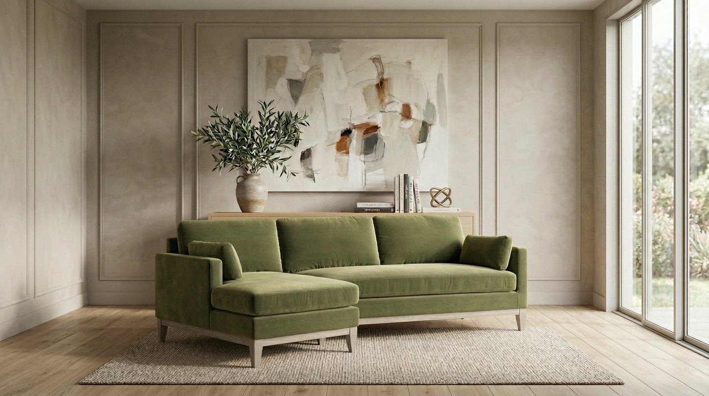 Knox Reversible Chaise Sectional Sofa (89") – Olive Green