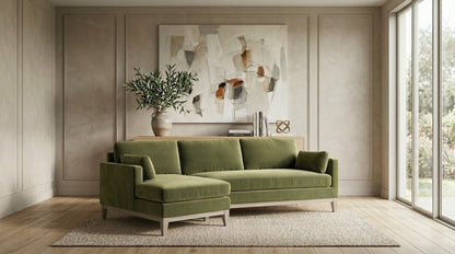 Knox Reversible Chaise Sectional Sofa (89") – Olive Green