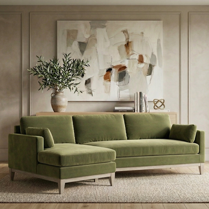 Knox Reversible Chaise Sectional Sofa (89") – Olive Green