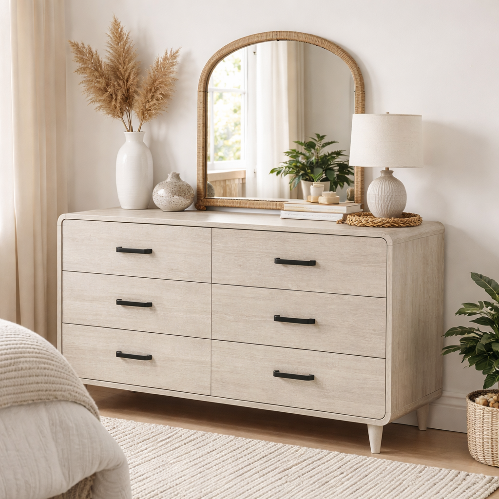 Elara 6-Drawer Chest, Sun Bleached Finish