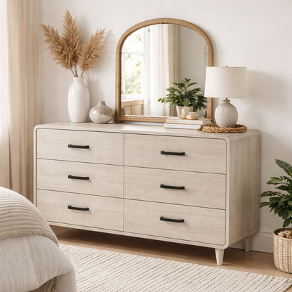Elara 6-Drawer Chest, Sun Bleached Finish