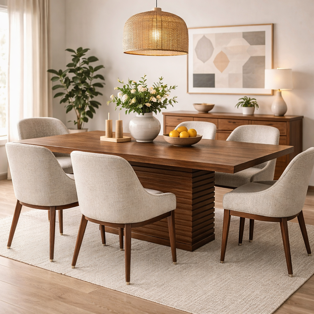 Coad Sculpted Base Dining Table, Walnut