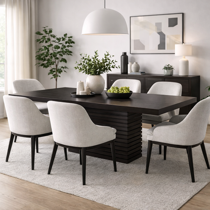 Coad Sculpted Base Dining Table, Espresso