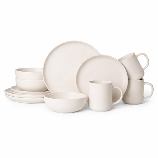 Virelli Matte Stoneware Dinnerware Set (12-Piece), White