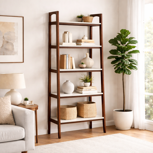 Parker Two-Tone Wood Open Bookshelf, Pecan