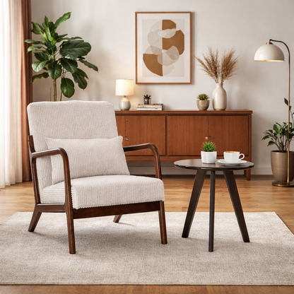 Aska Lounge Chair and Side Table Set, Walnut