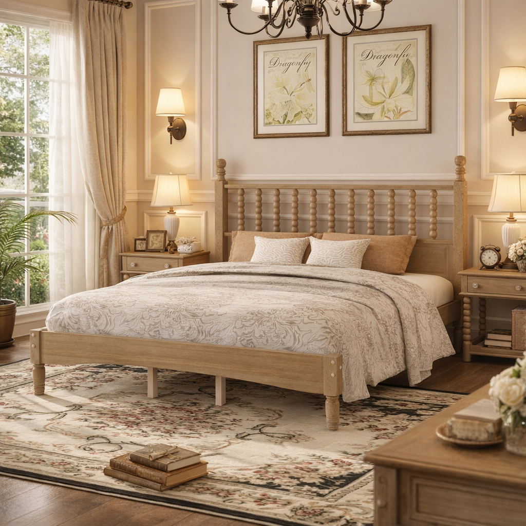 Briar Turned-Spindle Platform Queen Bed, Natural