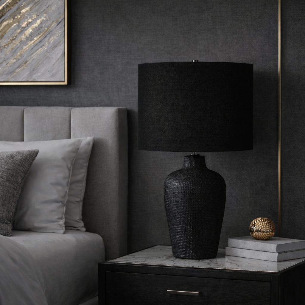 Noir Textured Ceramic Table Lamp