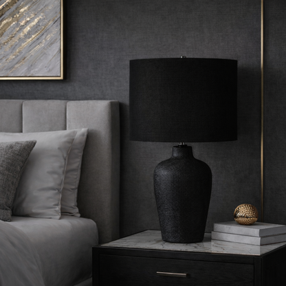 Noir Textured Ceramic Table Lamp