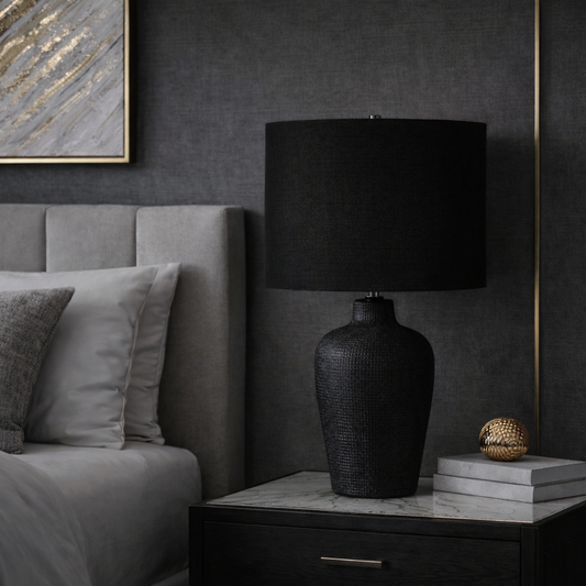 Noir Textured Ceramic Table Lamp