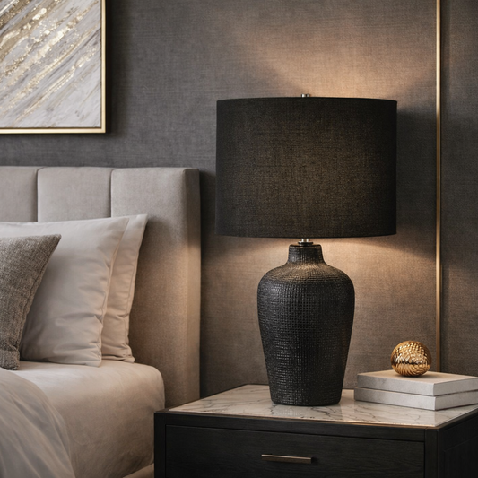 Noir Textured Ceramic Table Lamp