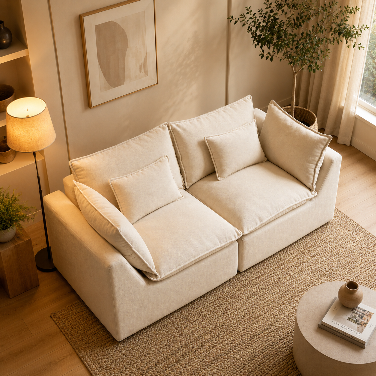 Aveline Modular Cloud Sofa, Ancient White