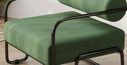 Sculptural Metal Frame Lounge Chair – Olive Corduroy