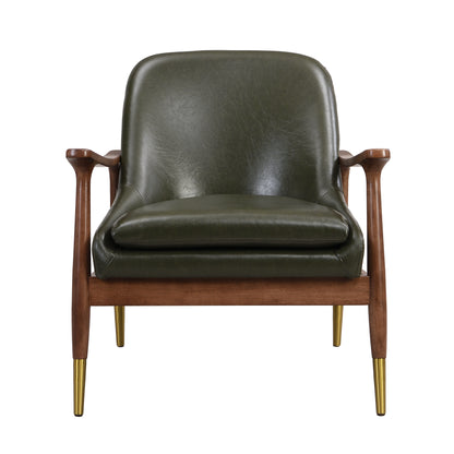 Kova Mid-Century Faux Leather Accent Chair