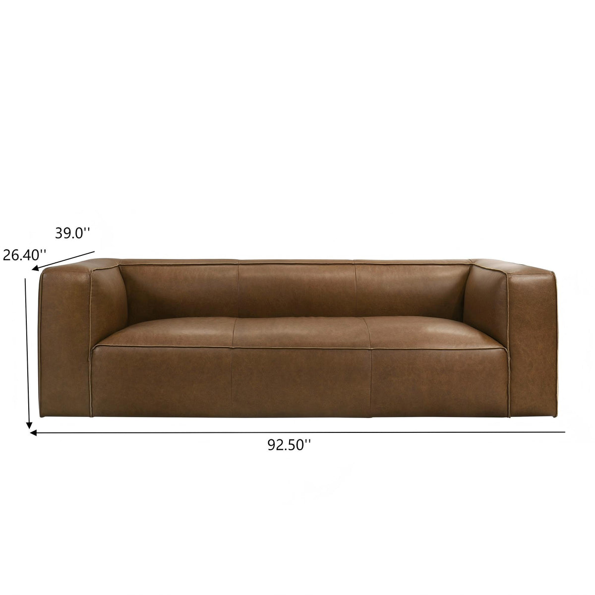 Colton Low-Profile Leather Sofa, Saddle Tan
