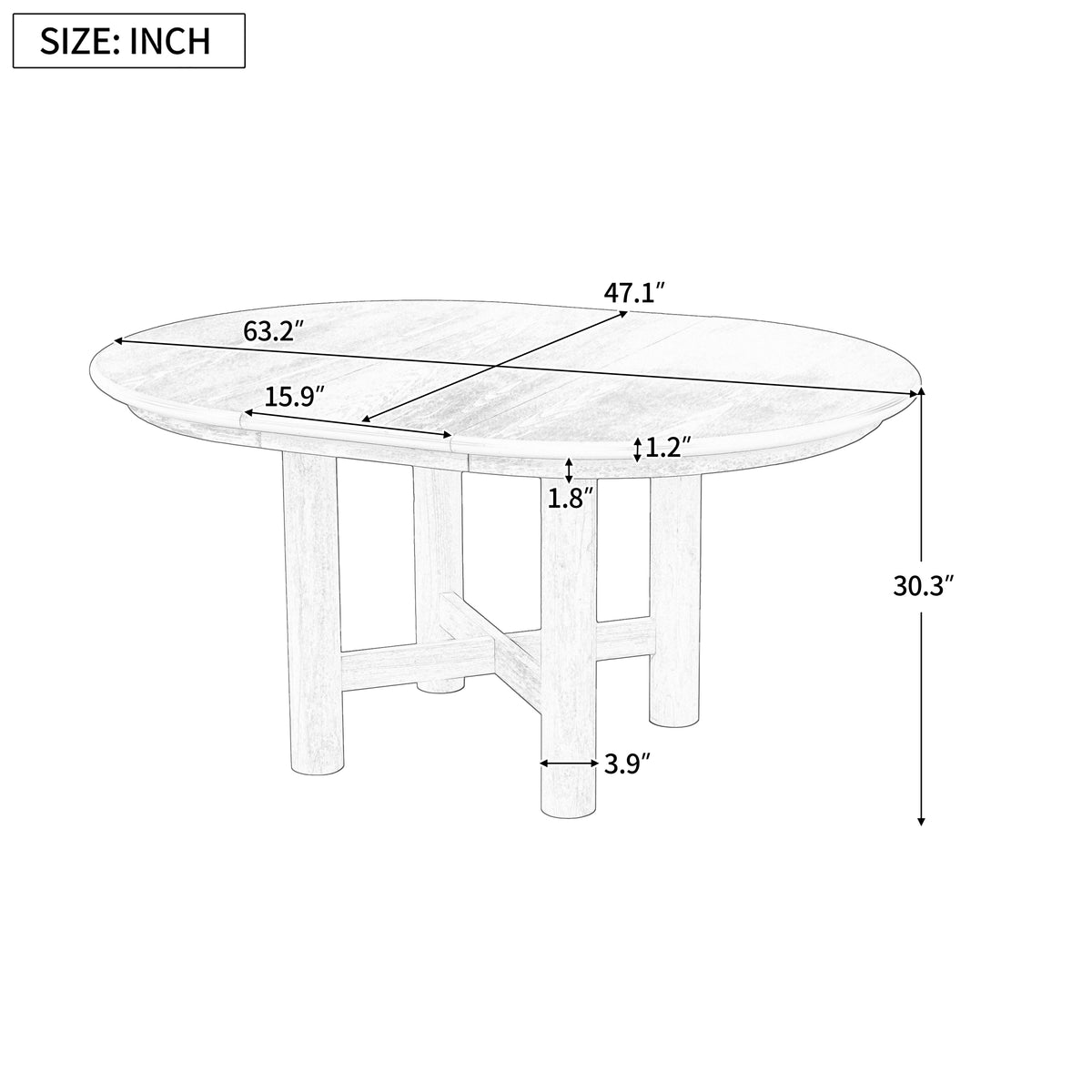 Arden Extendable Oval Dining Table, Distressed Oak Finish