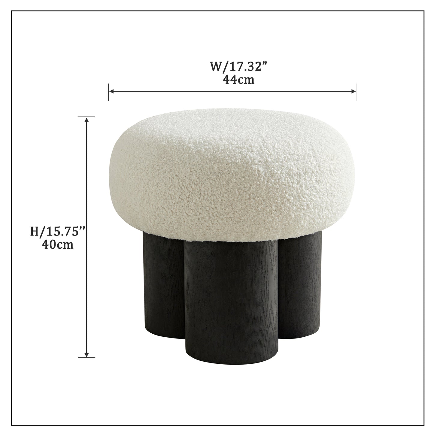 Mushroom Sculptural Bouclé Accent Stool, Black