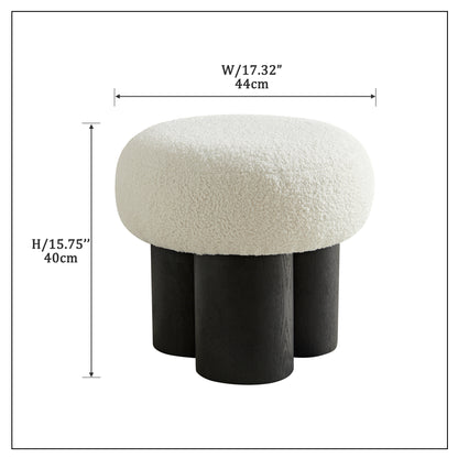 Mushroom Sculptural Bouclé Accent Stool, Black