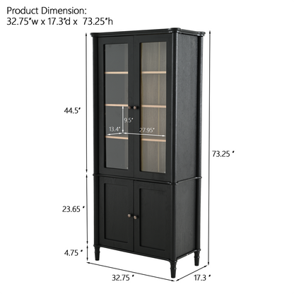 Harrison Glass Door Display Cabinet, Black