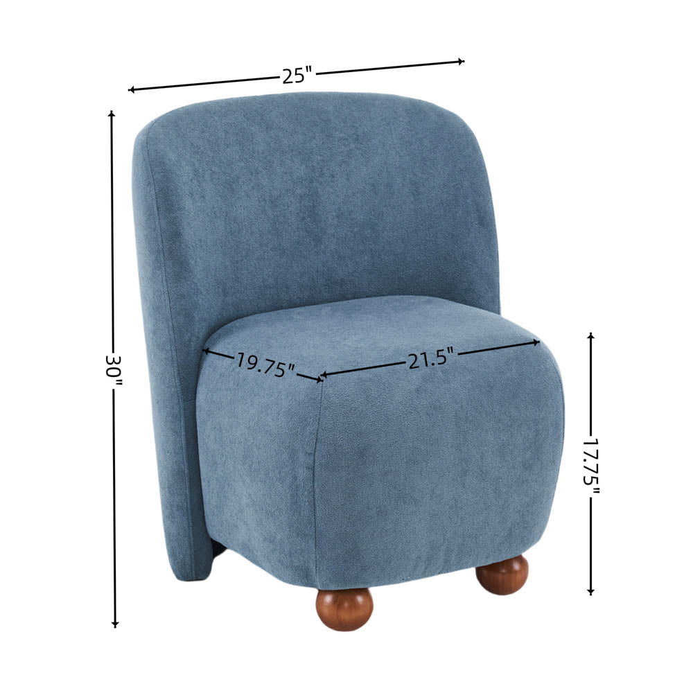 Ellie Armless Accent Chair, Blue