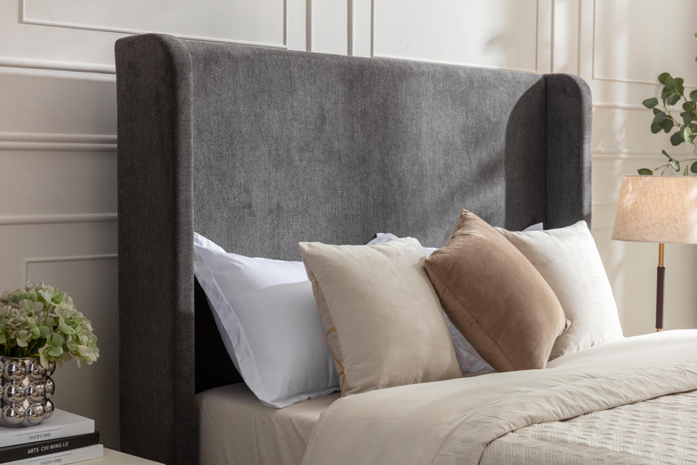 Harper Upholstered Queen Bed, Dark Gray
