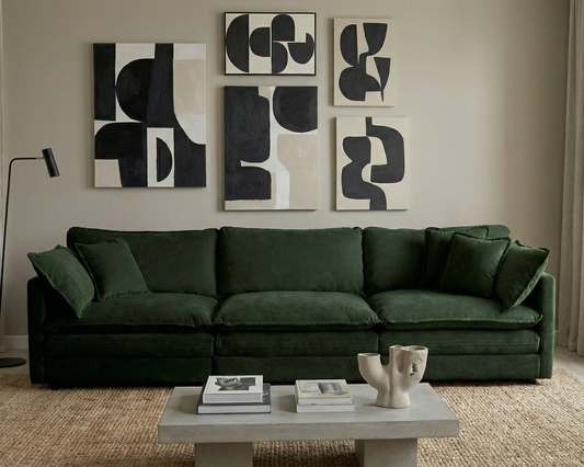 Novah Deep Lounge Chenille Sofa, Green