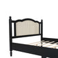 Jusu Rattan Headboard Queen Sized Bed, Black